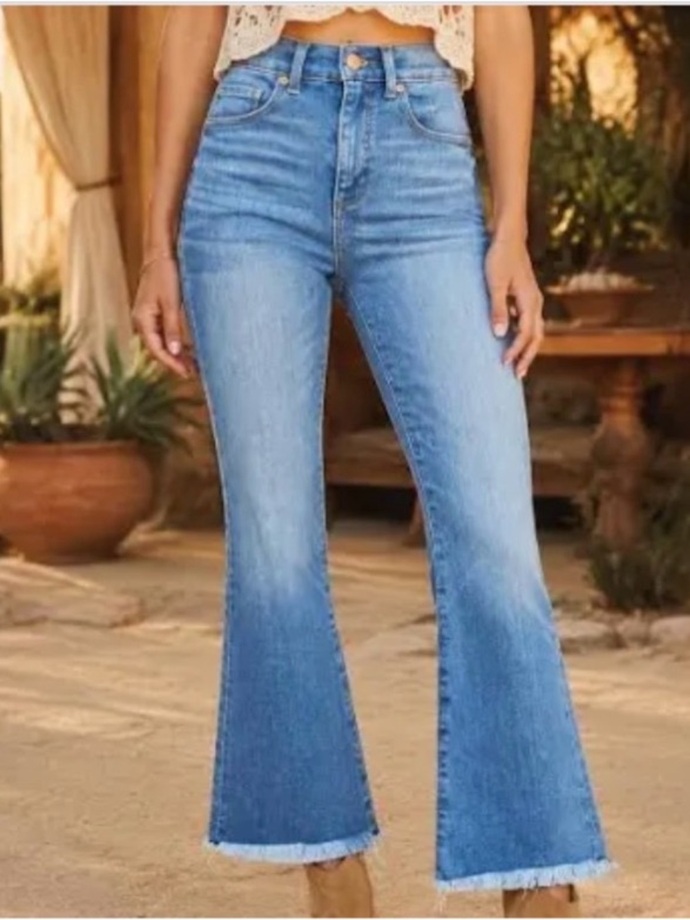 LOFT High Rise Flare Cropped jeans size women’s 12